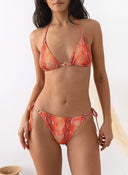 Bikini set με print και διακριτικό glitter - Πορτοκαλί - thefashionproject.gr - Modern ocean