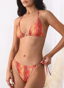 Bikini set με print και διακριτικό glitter - Πορτοκαλί - thefashionproject.gr - Modern ocean