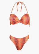 Bikini set με print και glitter - Πορτοκαλί - thefashionproject.gr - Modern ocean