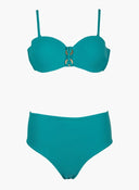 Bikini set ριμπ με corset σλιπ - Τυρκουάζ - thefashionproject.gr - Modern ocean