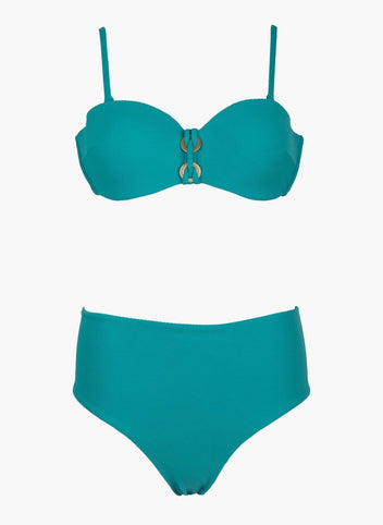 Bikini set ριμπ με corset σλιπ - Τυρκουάζ - thefashionproject.gr - Modern ocean