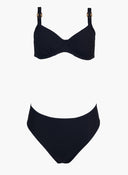 Bikini set ριμπ με μεταλλικούς κρίκους - Μαύρο - thefashionproject.gr - Modern ocean