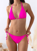 Bikini set τριγωνάκι με κορδόνια - Φούξια - thefashionproject.gr - Modern ocean