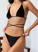 Bikini set velvet με print και αλυσίδα - Μαύρο - thefashionproject.gr - Modern ocean