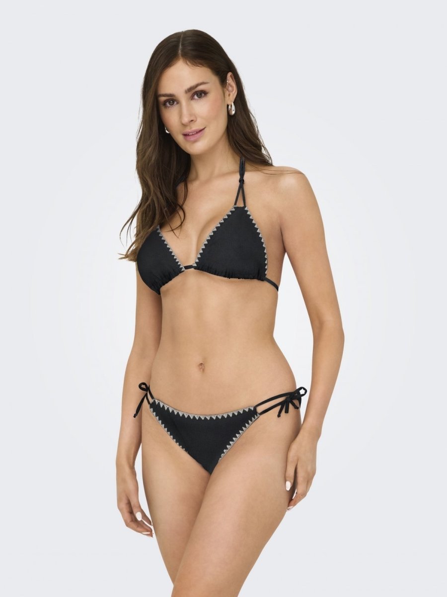 Bikini σλιπ με κορδόνια Only 15324868 - Μαύρο - thefashionproject.gr - ONLY