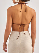 Bikini top τριγωνάκι με ενίσχυση Vero Moda 10303536 - Καφέ - thefashionproject.gr - VERO MODA