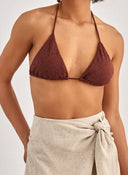 Bikini top τριγωνάκι με ενίσχυση Vero Moda 10303536 - Καφέ - thefashionproject.gr - VERO MODA