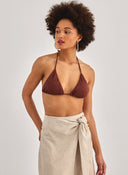 Bikini top τριγωνάκι με ενίσχυση Vero Moda 10303536 - Καφέ - thefashionproject.gr - VERO MODA