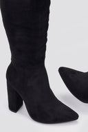 Block Heel Boots - Black Suede - thefashionproject.gr - Ideal shoes
