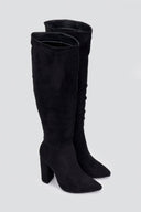 Block Heel Boots - Black Suede - thefashionproject.gr - Ideal shoes