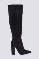 Block Heel Boots - Black Suede - thefashionproject.gr - Ideal shoes