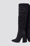 Block Heel Boots - Black Suede - thefashionproject.gr - Ideal shoes