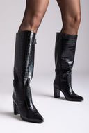 Block Heel Boots Ragazza 0860 - Black Croc - thefashionproject.gr - RAGAZZA