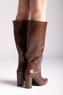 Block Heel Boots Ragazza 0860 - Brown Croc - thefashionproject.gr - RAGAZZA