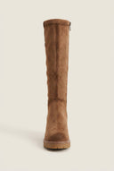 Refresh - Block Heel Boots Round Toe - Camel Suede