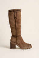 Refresh - Block Heel Boots Round Toe - Camel Suede