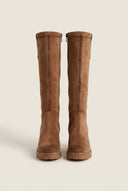 Refresh - Block Heel Boots Round Toe - Camel Suede