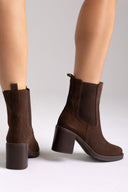 Block Heel Chelsea Boots Ragazza 0374 - Brown Suede - thefashionproject.gr - RAGAZZA