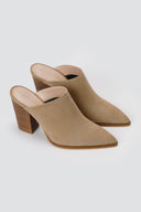 TFP - Block Heel Clogs - Beige Suede