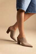 TFP - Block Heel Clogs - Beige Suede