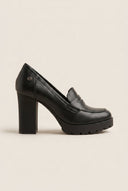 Refresh - Block Heel Loafers - Black Matte