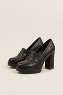 Refresh - Block Heel Loafers - Black Matte