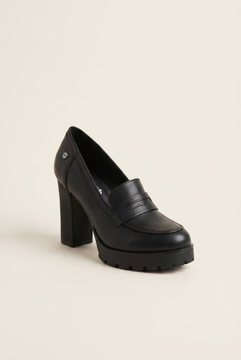 Refresh - Block Heel Loafers - Black Matte
