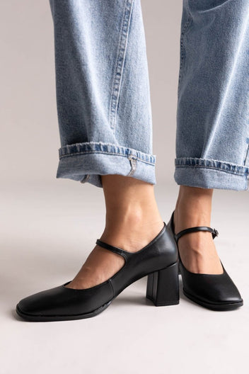 TFP - Block Heel Mary Jane Pumps - Black Matte