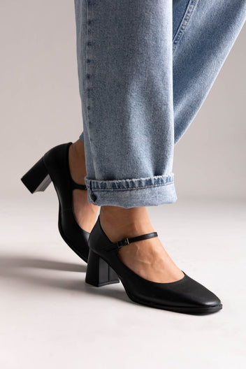 TFP - Block Heel Mary Jane Pumps - Black Matte