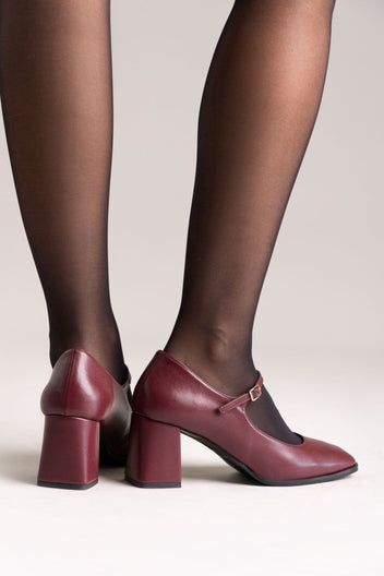 TFP - Block Heel Mary Jane Pumps - Bordeaux Matte