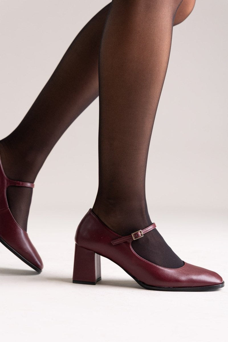 TFP - Block Heel Mary Jane Pumps - Bordeaux Matte