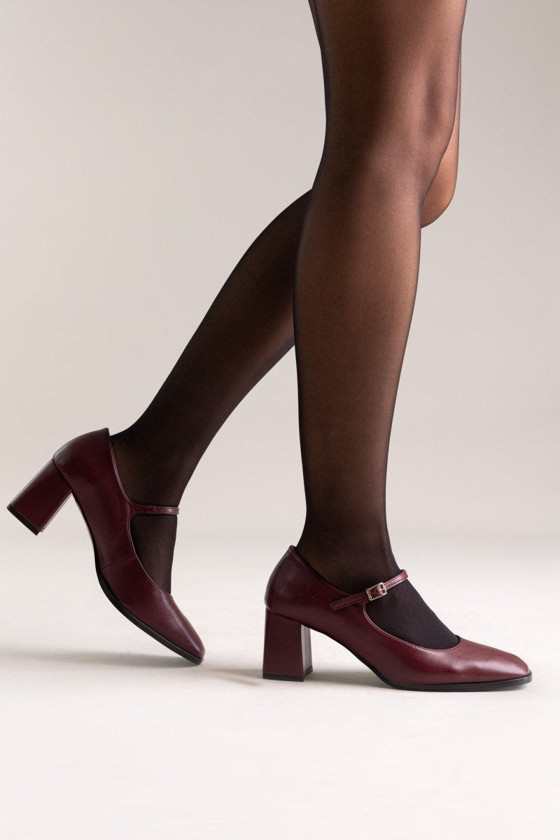 TFP - Block Heel Mary Jane Pumps - Bordeaux Matte