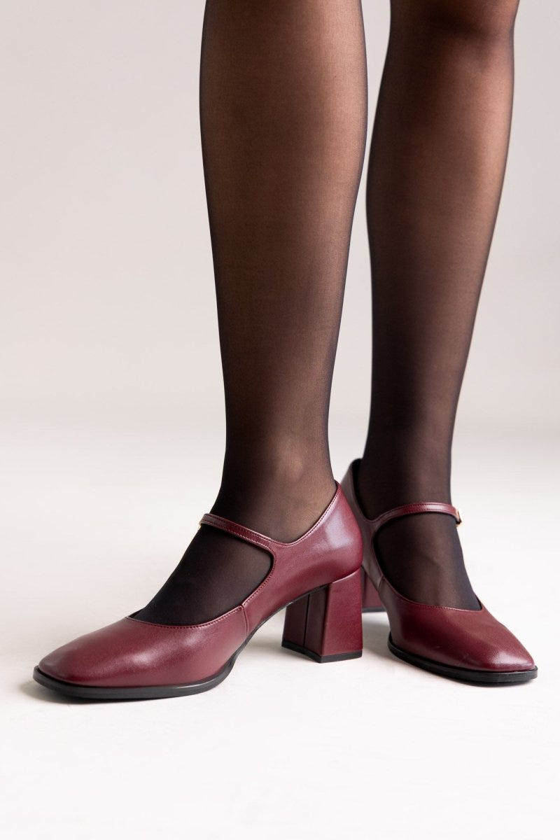 TFP - Block Heel Mary Jane Pumps - Bordeaux Matte