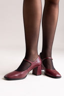 Block Heel Mary Jane Pumps TFP - Bordeaux Matte - thefashionproject.gr - TFP