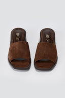 IRIS - Block Heel Mules - Brown Suede