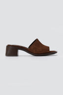 IRIS - Block Heel Mules - Brown Suede
