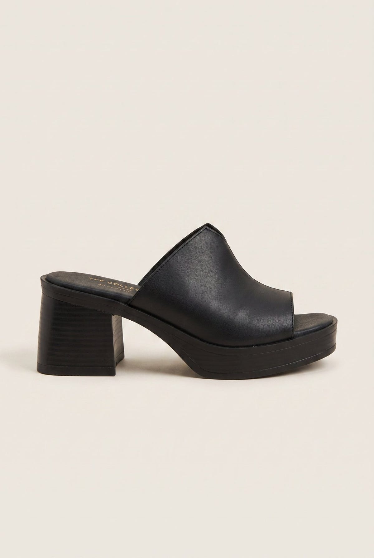 TFP - Block Heel Mules Cut Out - Black Matte