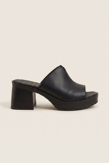 TFP - Block Heel Mules Cut Out - Black Matte