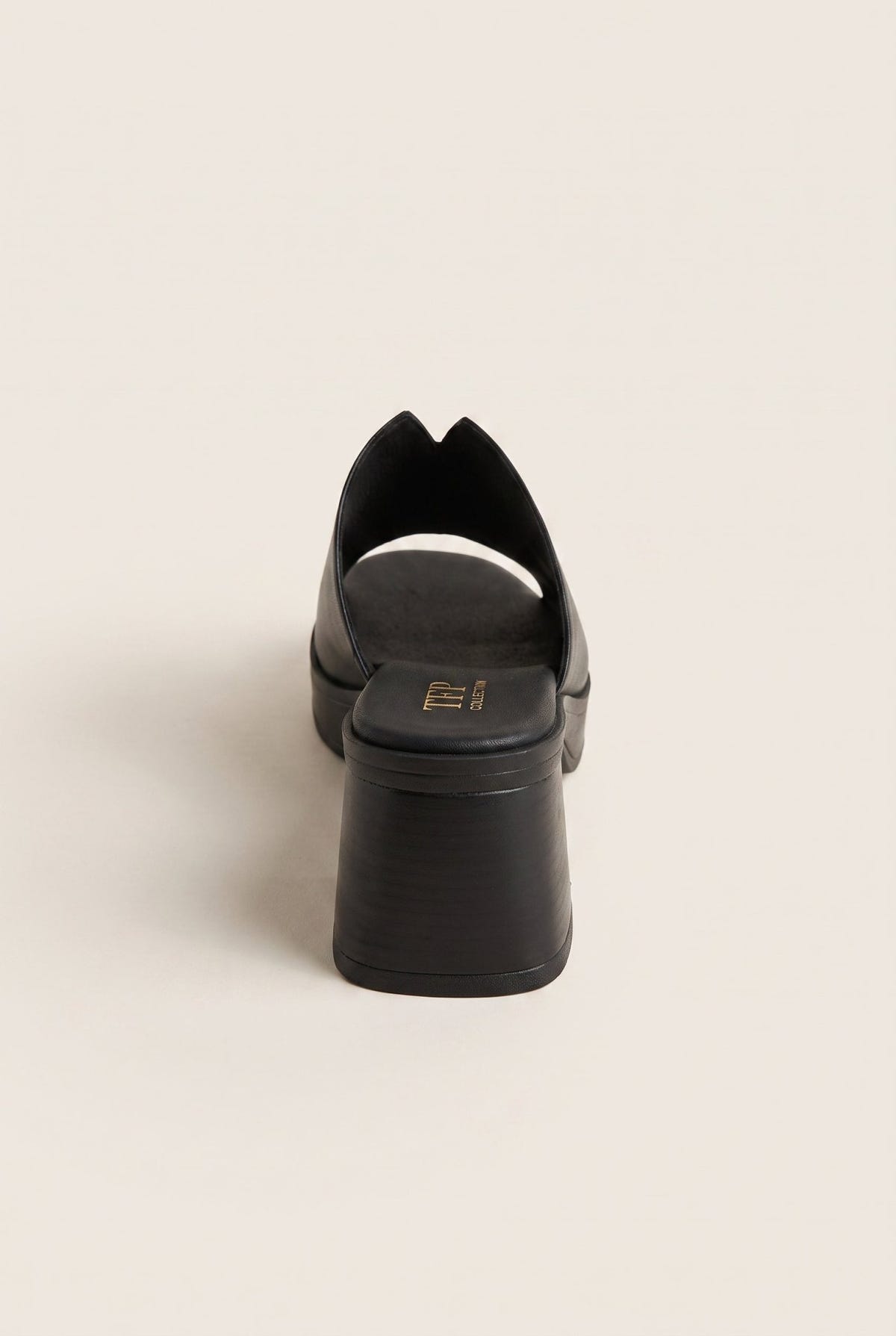 TFP - Block Heel Mules Cut Out - Black Matte