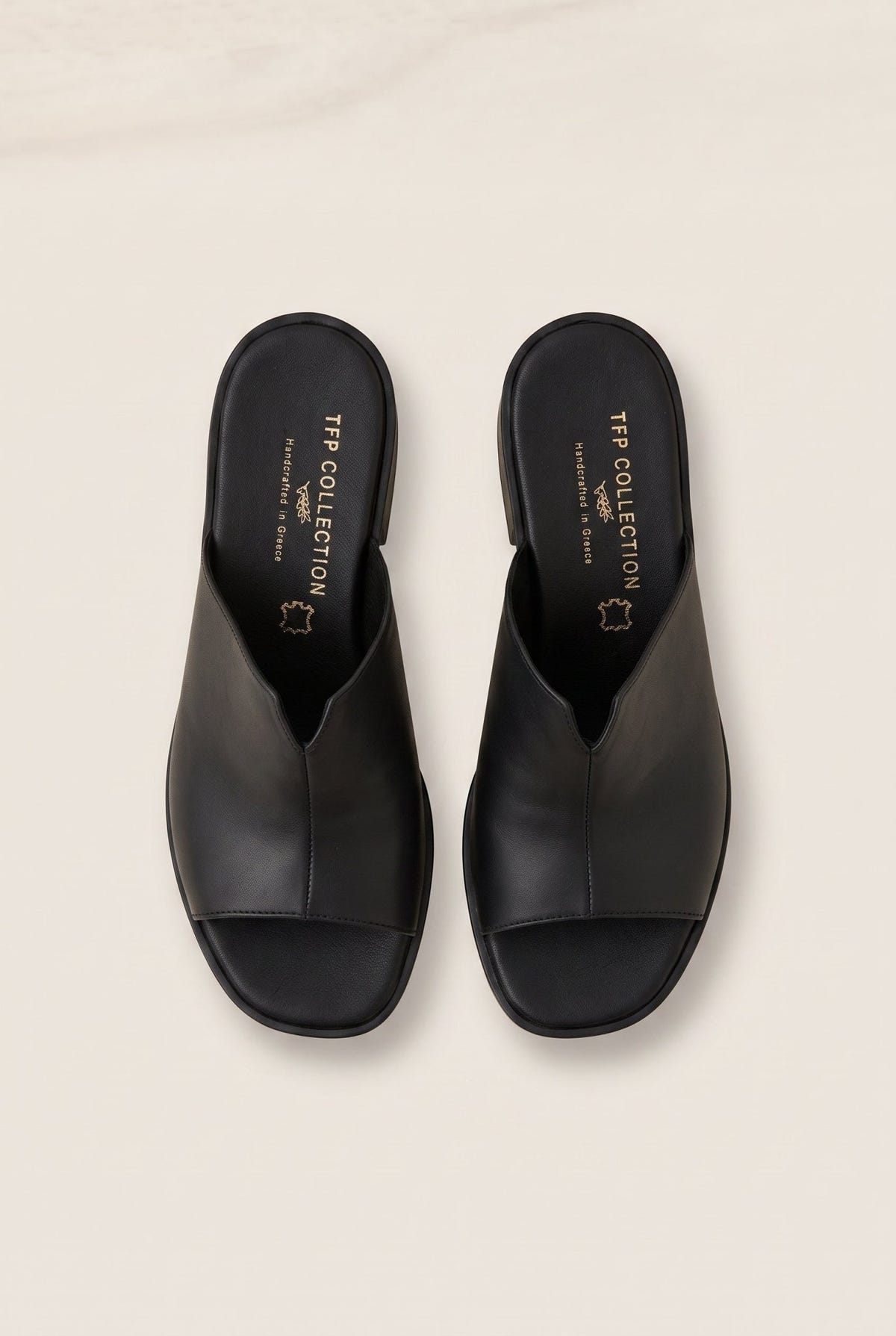TFP - Block Heel Mules Cut Out - Black Matte