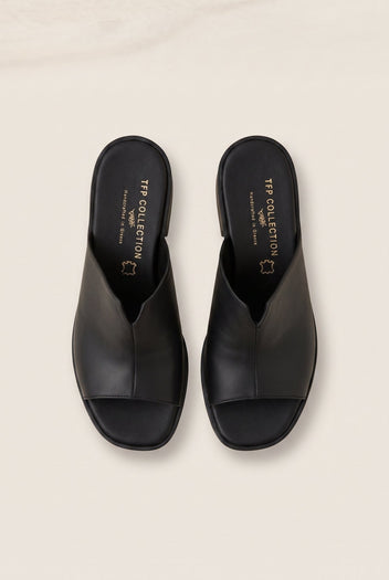 TFP - Block Heel Mules Cut Out - Black Matte