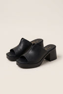 TFP - Block Heel Mules Cut Out - Black Matte