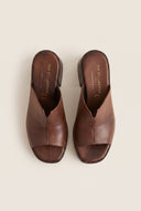 TFP - Block Heel Mules Cut Out - Brown Matte