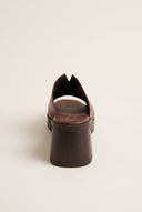 TFP - Block Heel Mules Cut Out - Brown Matte