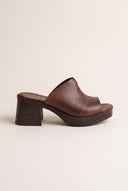 TFP - Block Heel Mules Cut Out - Brown Matte
