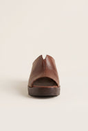 TFP - Block Heel Mules Cut Out - Brown Matte
