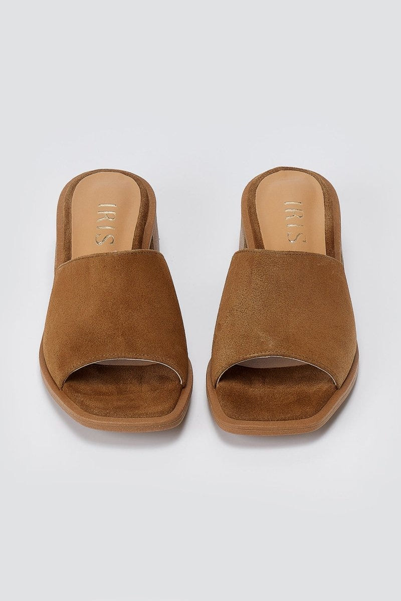 IRIS - Block Heel Mules - Taupe Suede