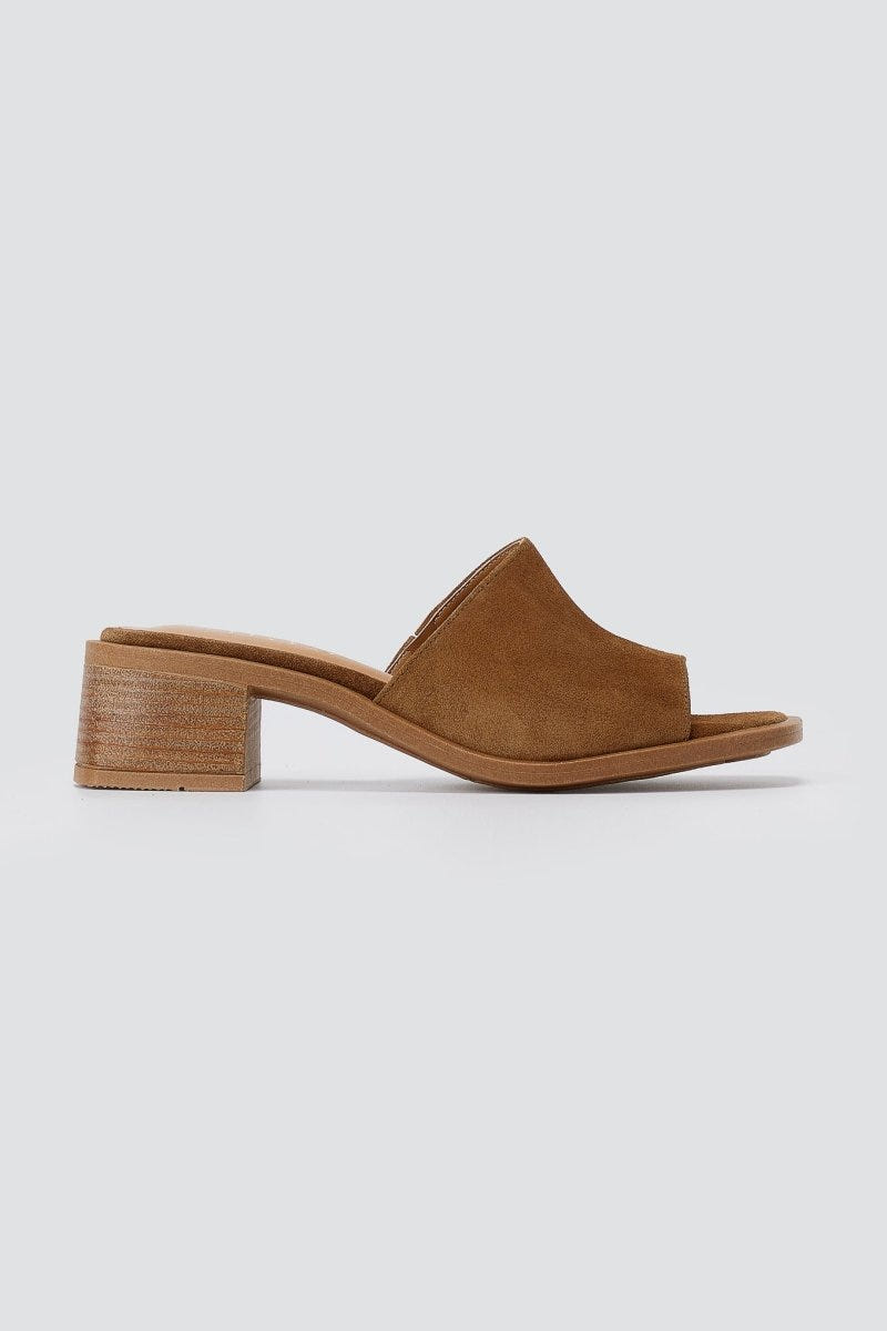 IRIS - Block Heel Mules - Taupe Suede