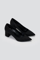 Block Heel Pointed Toe Pumps TFP - Black Suede - thefashionproject.gr - TFP