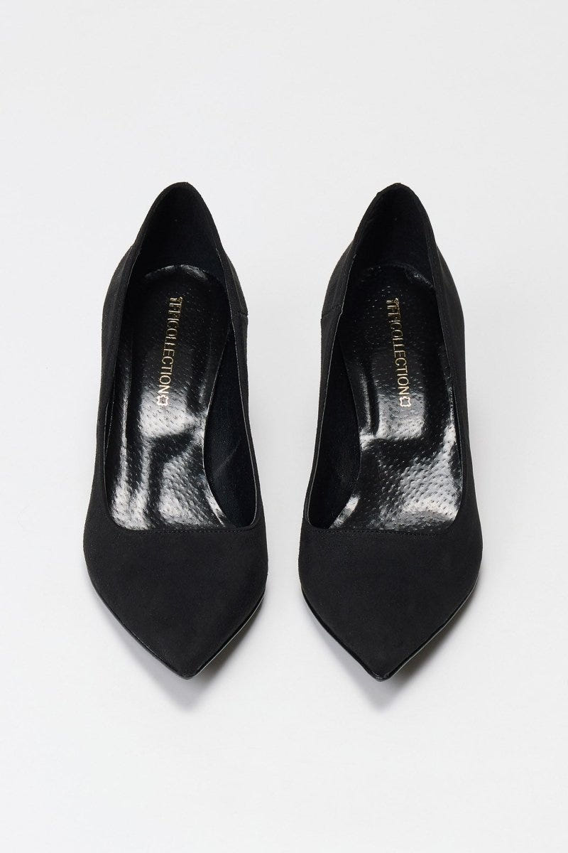 Block Heel Pointed Toe Pumps TFP - Black Suede - thefashionproject.gr - TFP